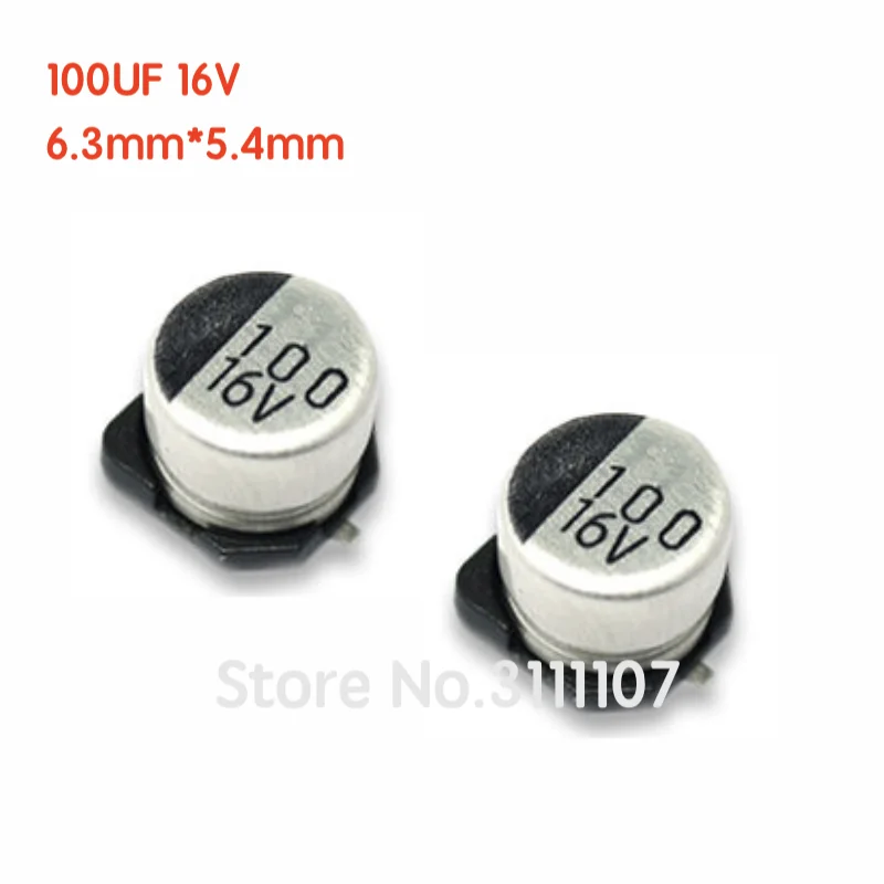 20 шт./лот 100 мкФ 16 В 6 3 мм * 5 4 SMD электролитический конденсатор в | Электронные
