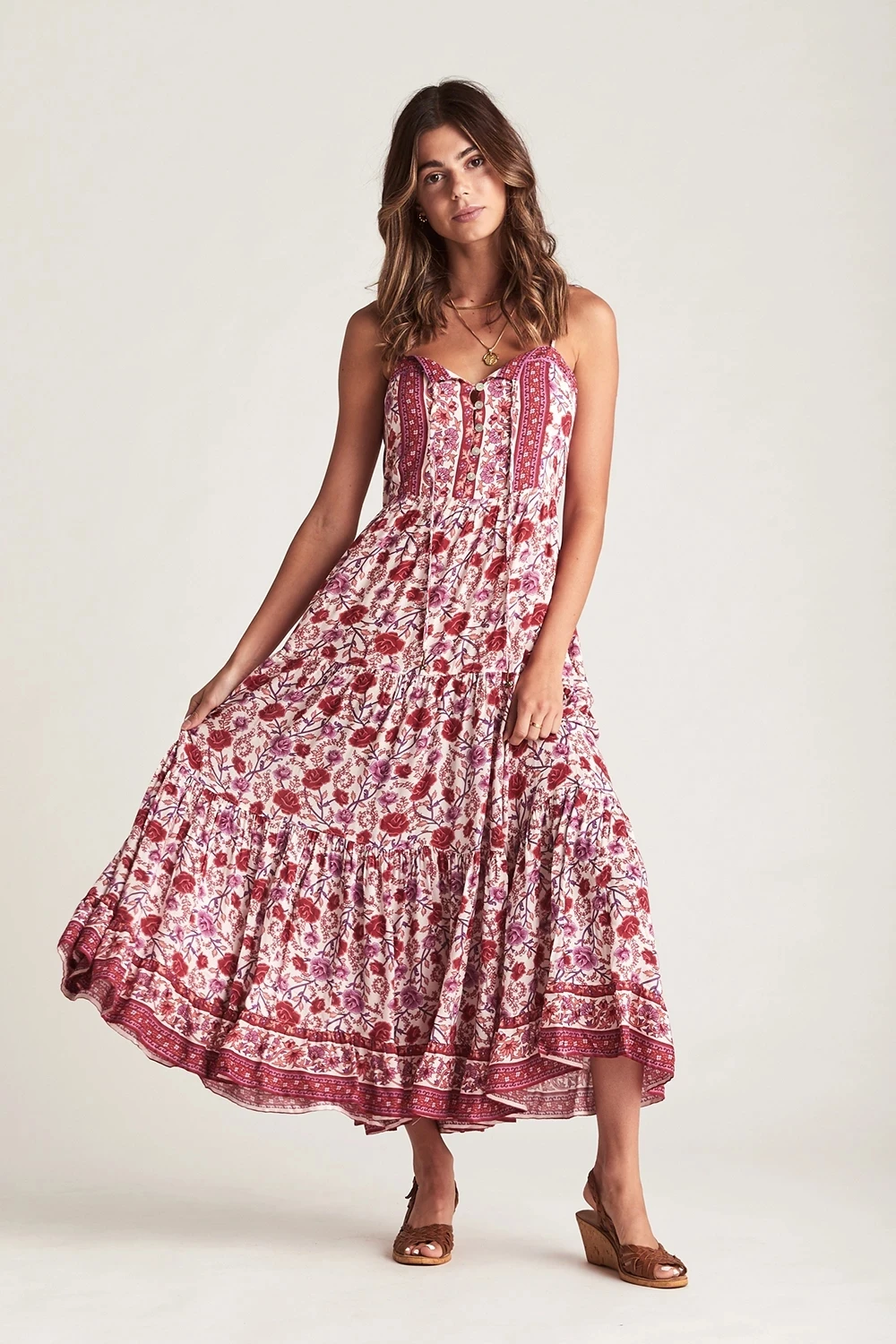 KIYUMI Boho Платье женское без рукавов на бретельках vestido одежда летнее Повседневное платье на пуговицах с цветочным принтом пляжное платье на шнуровке