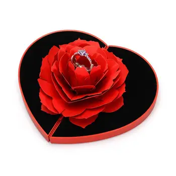 

Love Heart Shape Proposal Wedding Ring Display Holder Box Jewelry Storage Case Proposal Box Ring Case Box Display Storage Case