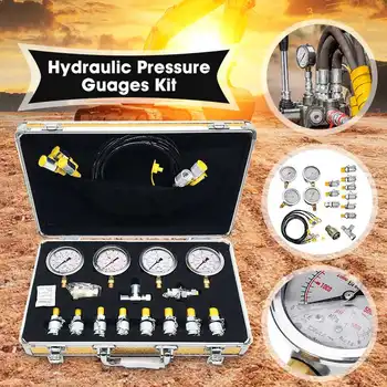 

Portable Hydraulic Pressure Guage Excavator Hydraulic Pressure Test Kit w/ Testing Point Coupling vacuum Coupling and Gauge Tool
