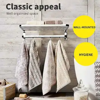 

Stainless Steel Bath Towel Holder Ladder Shelf Wall Mounted Kitchen Bath Rail Hanger Towel Rack Single Rod Organiser Storage