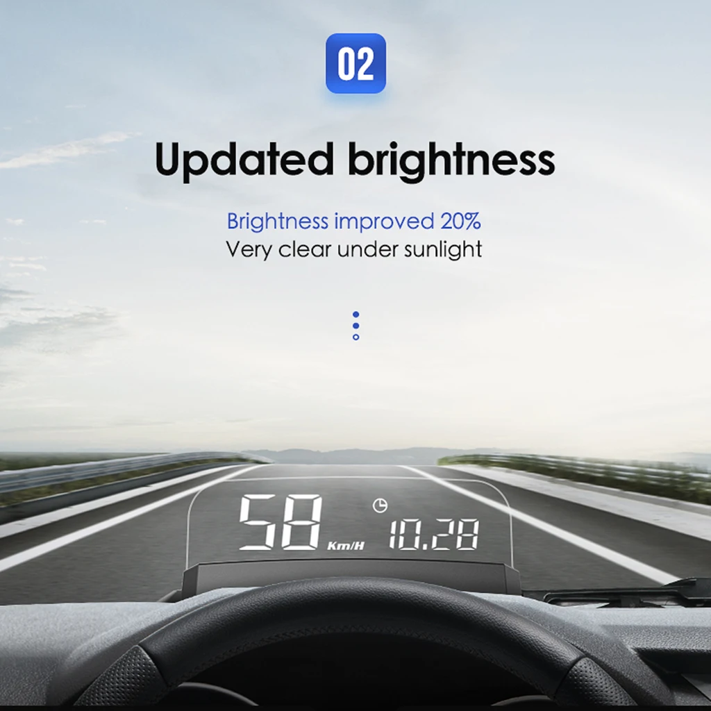 Universal 5in Car Head UP Display Speedometer HUD Display Over Speed Alarm