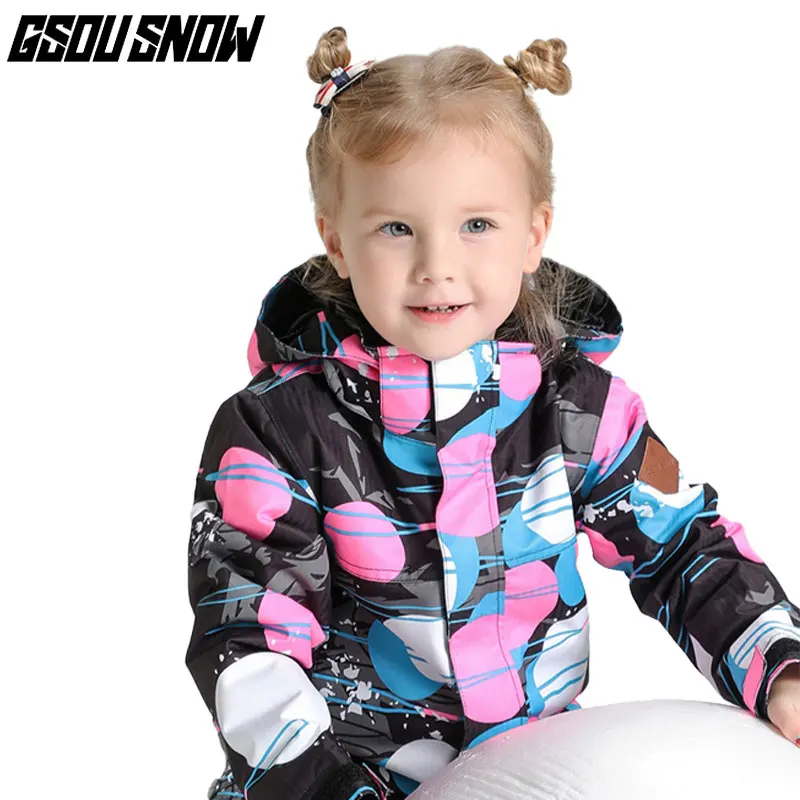 GSOU/Снежные комбинезоны для девочек; Лыжная куртка; Водонепроницаемая дышащая ветрозащитная одежда для подростков; костюм для сноуборда; Верхняя одежда; пальто