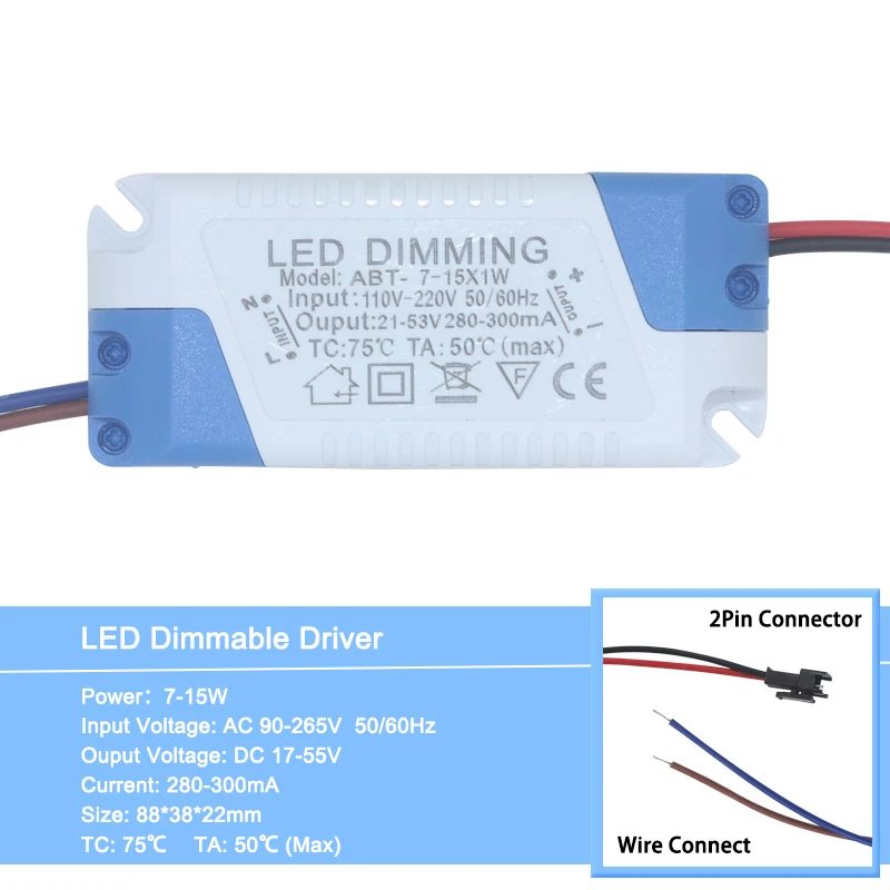 7 to 15 Watt Одежда для детей от 3-24 Вт с регулируемой яркостью безопасный Пластик в виде ракушки светодиодный драйвер AC90-265V DC3-85V светильник трансформатор 300mA Питание адаптер для Светодиодный ламп - Цвет: 7 to 15 Watt