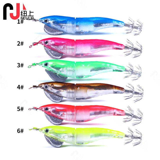 1PCS 12.8CM 18.4G Flashing LED Fishing Lure Flash Light Luminous Squid Jig  Shrimp Bait