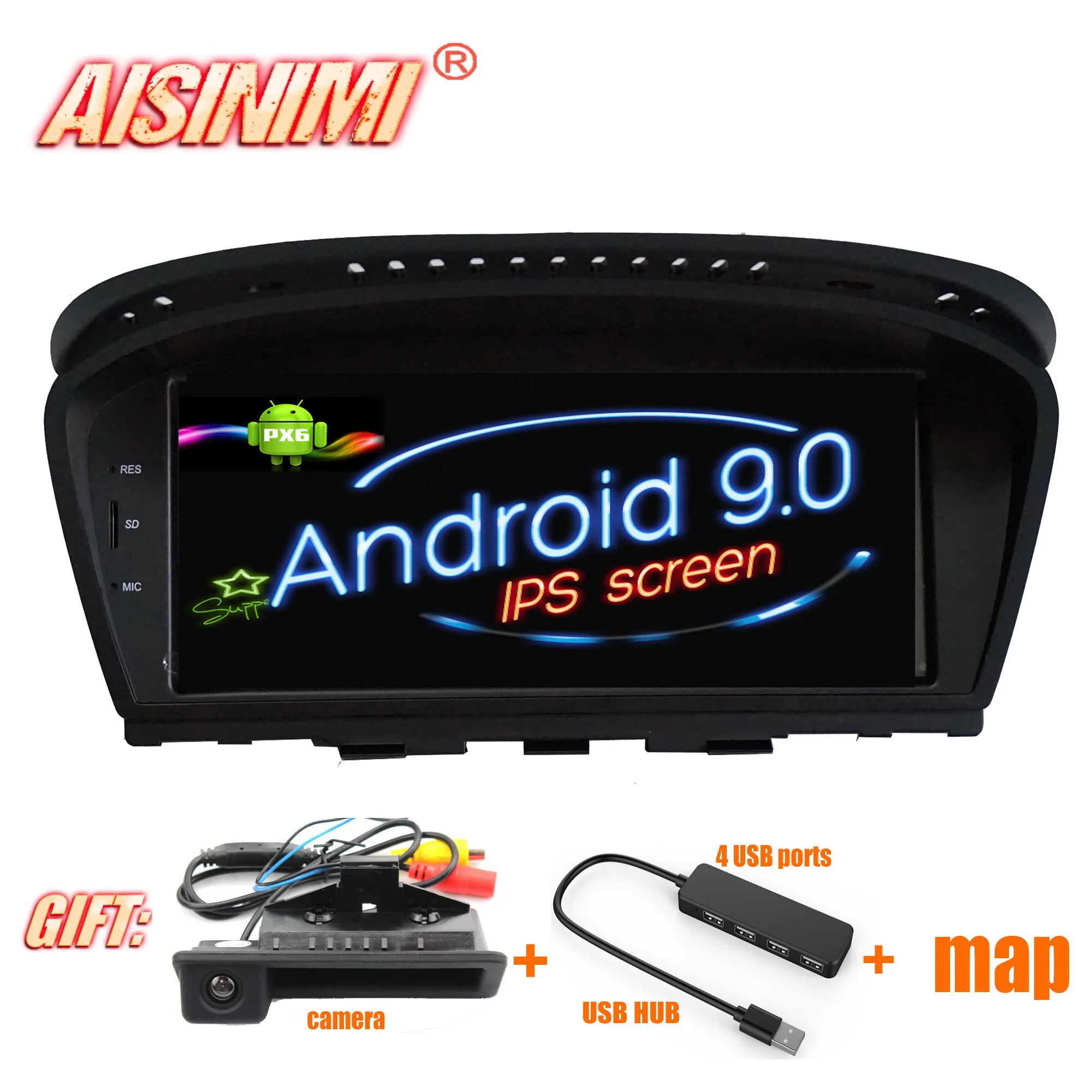 AISINIMI Android 9,0 PX6 автомобильный Dvd плеер Navi для BMW 3 серии BMW 5 серии E60 E61 E63 E64 E90 E91 E92 стерео монитор все в одном