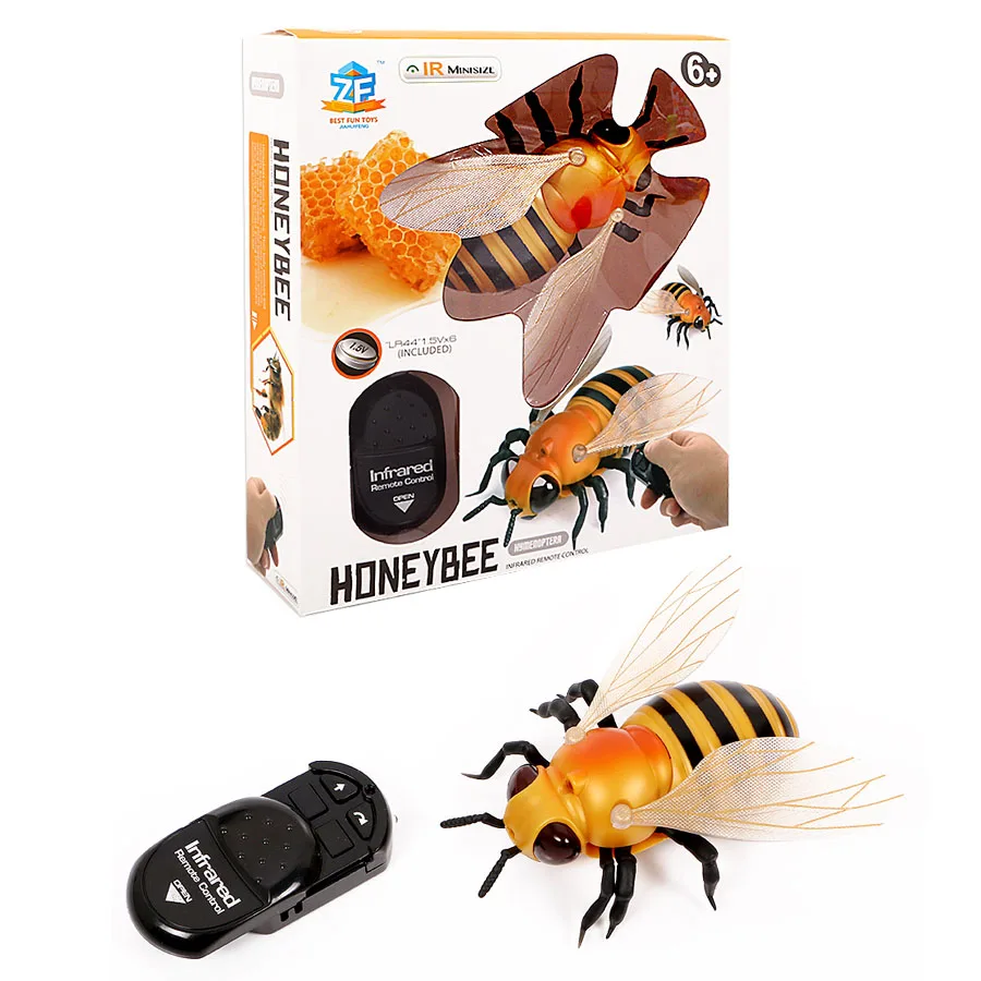 Инфракрасный на дистанционном управлении насекомые Honeybee модель игрушки Моделирование ИК RC Насекомые Пчела Электронный Робот-животное модель игрушка для розыгрыша Шутка игрушки - Цвет: honeybee  with   box