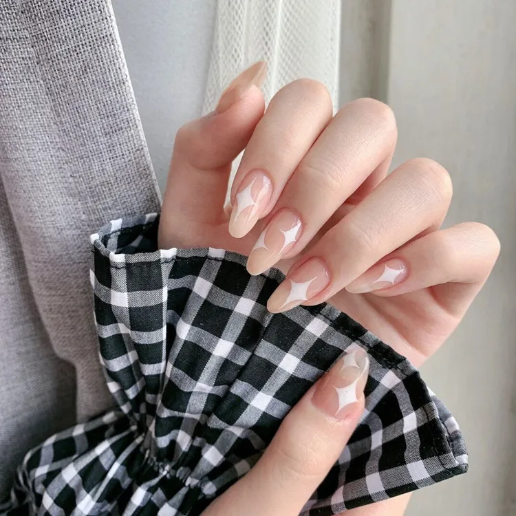 

24pcs Fake Nails with Glue Flame False Nail Hit Color Nail Tips Milky Artifical Nails Long Short Nails Accessories Nail Art Tool