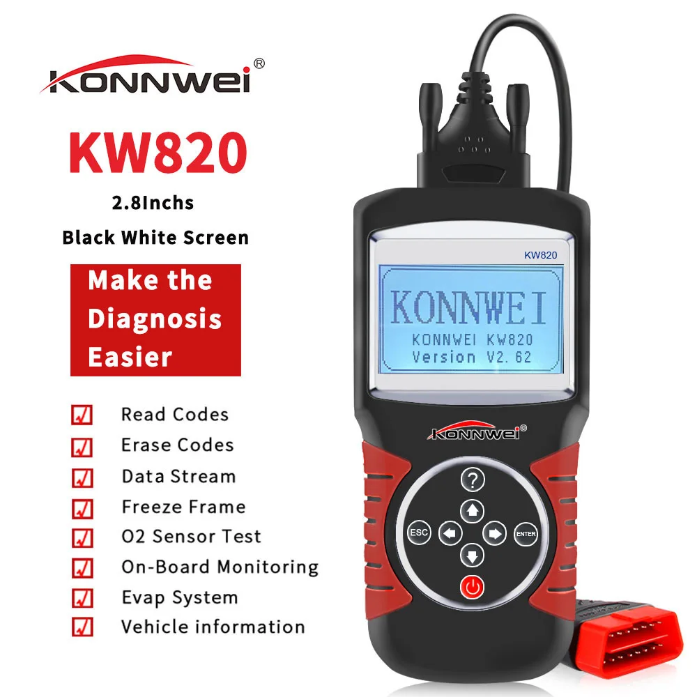 #*Cheap Car OBD OBD2 Scanner Code Reader Anto Scanner Diagnostic tool KW820 EOBD OBDII Vehicle Engine fault Diagnostic Scanner Tools