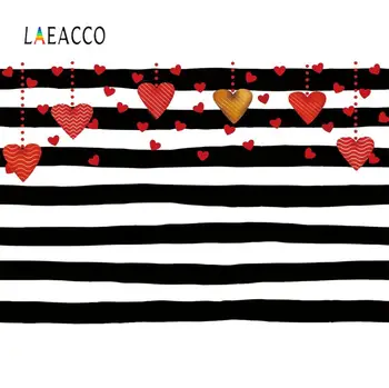 

Laeaco Black White Stripes Love Heart Baby Birthday Party Customized Banner Photo Background Photography Backdrop Photo Studio