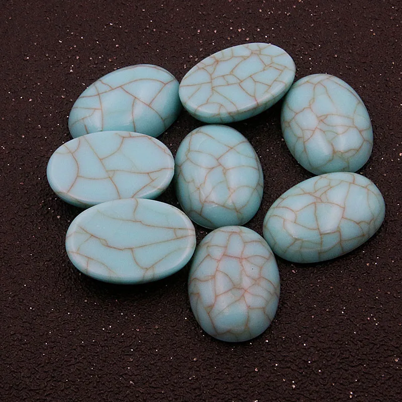 10Pcs 2 Color Styles 20MM 18*25MM Smooth Stone Round Oval Blue Turquoises Beads For Jewelry Earrings Accessories | Украшения и