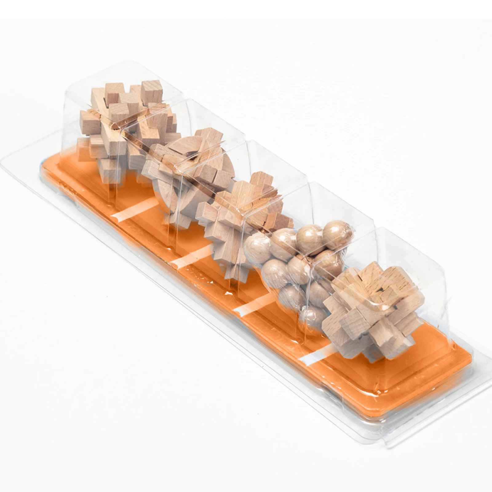 

5Pcs/set Small Kongming Luban Lock Wooden Brain Teasers Puzzle Educational Toy for Children - Orange (Difficult Level: 3 Stars)