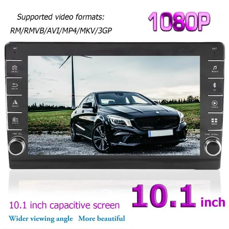1008 10,1 дюймов 1 Din Android 8,1 Автомобильный Универсальный Стерео gps карта FM Bluetooth MP5 плеер мультимедиа