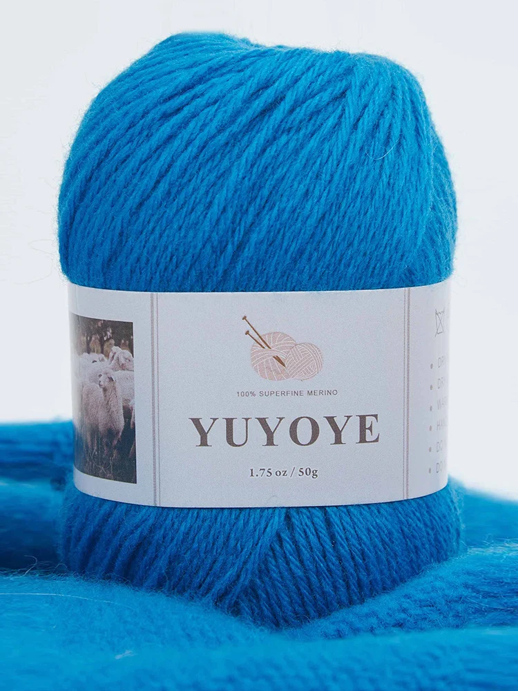 YUYOYE 100% Merino Wool Yarn for Knitting 4-Ply Luxury Warm Crochet Soft Hand-knitted Wool Yarn Ball Scarf Anti-Pilling Yarn 50g 3