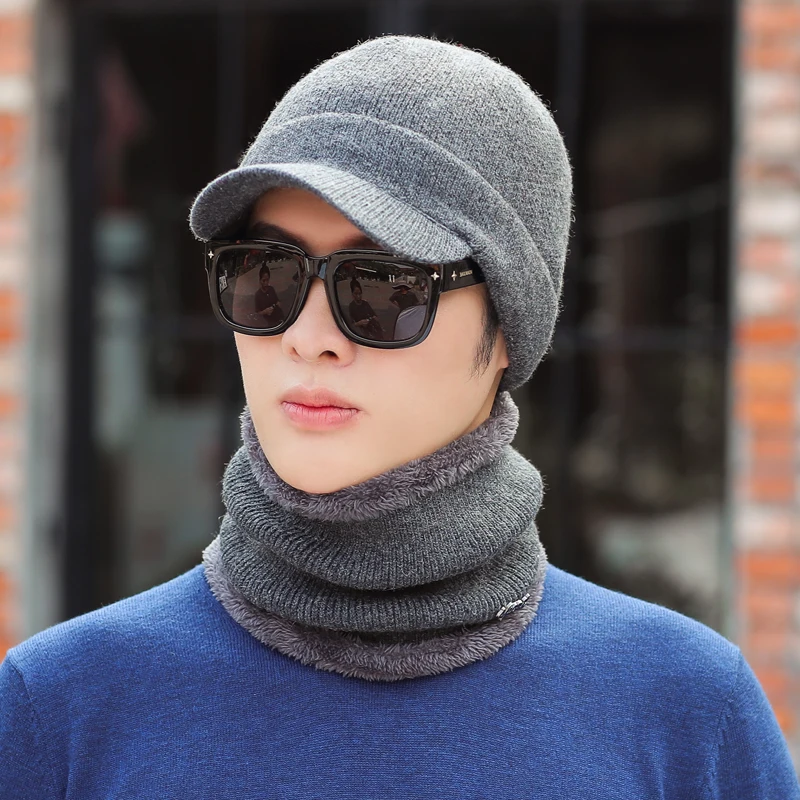 Зимняя шапка Skullies Beanies шапки зимние шапки для мужчин женский шерстяной шарф головные уборы, Балаклава маска Knitted шапка вязаная 55-61 см