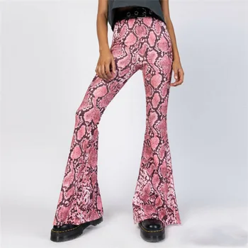 

Women's Sexy Flare Snakeskin Bell Bottoms Stretch High Waist Pants Trousers 2019