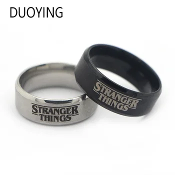 

DUOYING Hot Show Stranger Things TV Ring Stainless Steel Rings For Women Men Party Fashion Black Finger Rings Jewelry