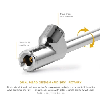 

Hot Digital Tire Pressure Gauge 360 Rotatable Dual Head 200 PSI Tester Tool with Backlight for Auto Vehicle Car Dually Tire Truc