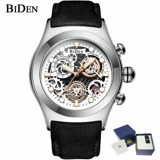 

BIDEN Watches Men Watch for Men Gifts Luxury Watch Men Mechanical Automatic Wristwatch Leather Strap Analog Date Clock 0149
