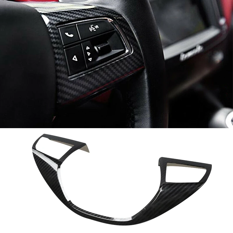 DWCX ABS Carbon Fiber Style Black Car Steering Wheel Button Cover Trim Moulding fit for Maserati Levante Ghibli