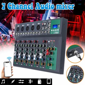 

EU/US 7 Channel bluetooth Digital Microphone Sound Mixer with USB DJ Sound Mixing Console Amplifier For Karaoke KTV Match Part