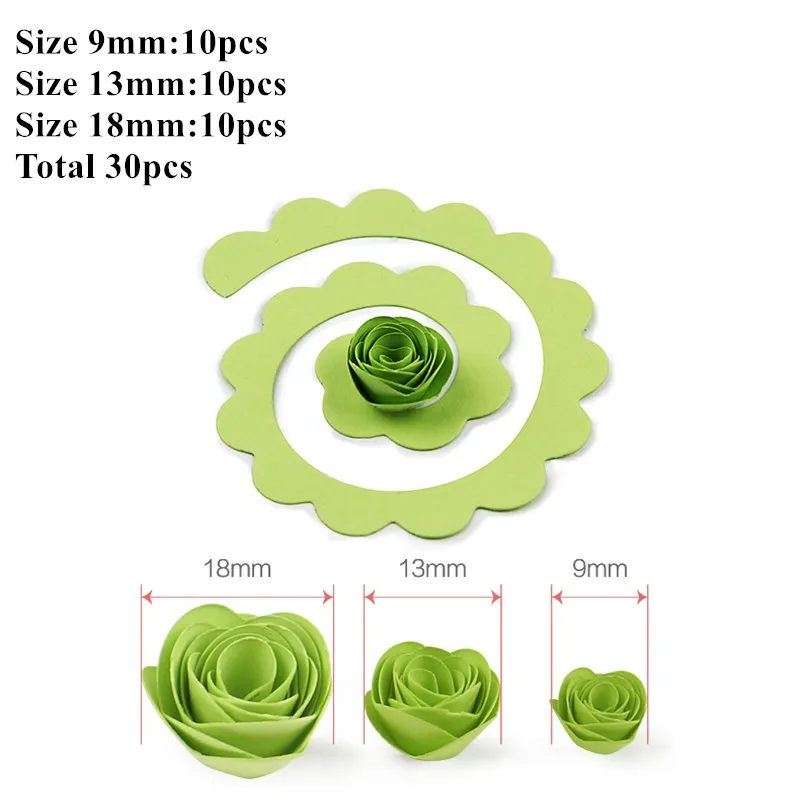 30pcs Multi Size Rose Flower Quilling Paper Strips Craft Make Paper Flowers Kit for Scrapbooking Quilling Paper Set 