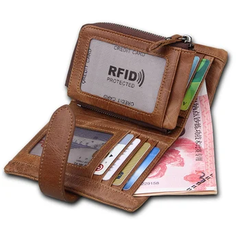 

Genuine Leather Wallets for Men Luxury Short Trifold RFID Blocking Credit Card Holder Purse Wallet with Zipper Coin Pocket