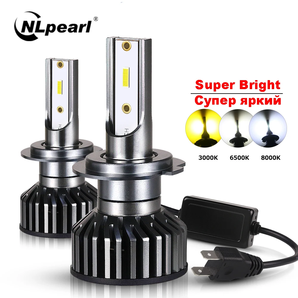 NLpearl Автомобильный светодиодный H4 H7 H1 H8 H11 H9 HB3 9005 HB4 9006 Hir2 9012 фонарь 12 В 50 Вт 12000LM 3000K