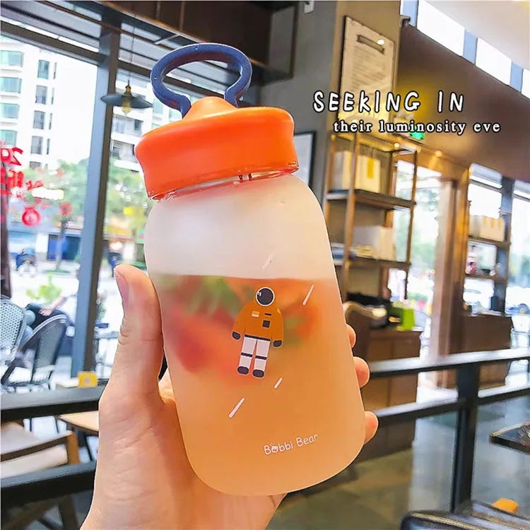 HOWTELEE Матовая бутылка для воды, блуждающие земные ученики будут носить чай между мобильным телефоном кронштейн прекрасные стеклянные чашки - Цвет: Spaceman