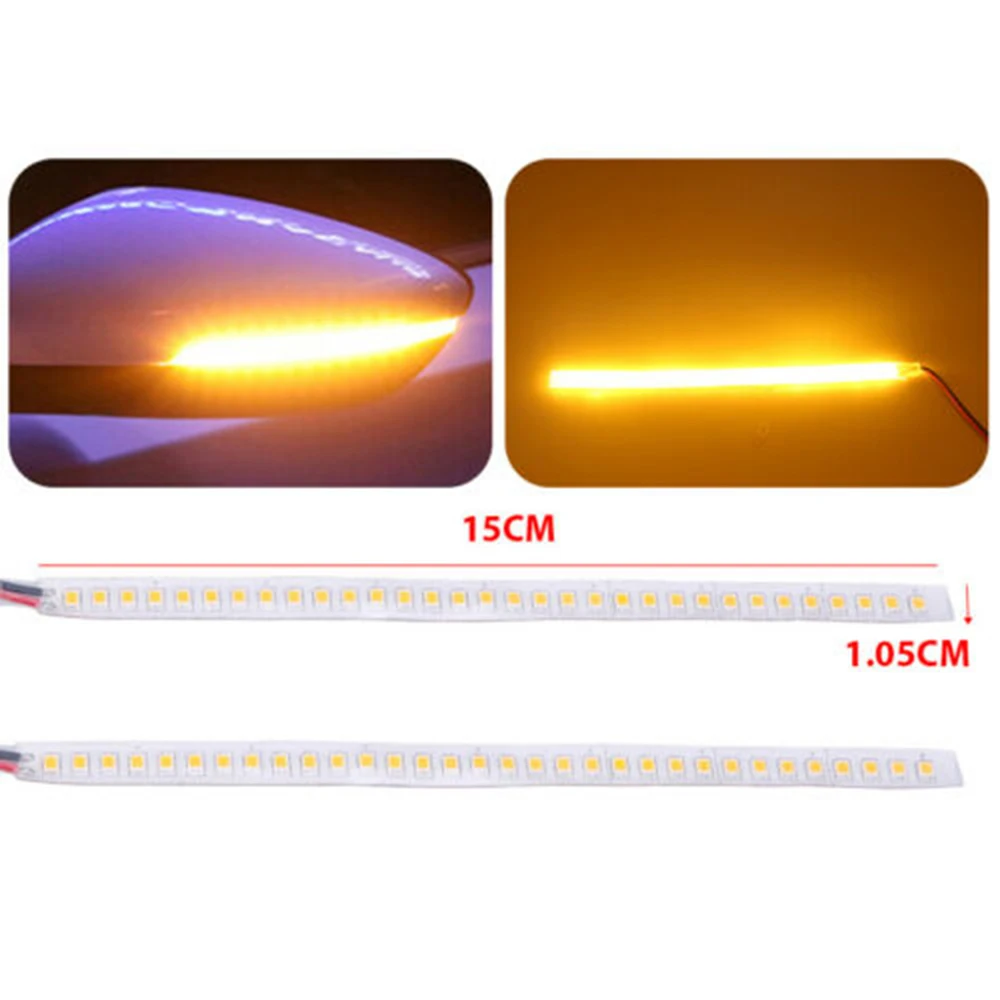 

2pcs Car Rear Mirrors Light 15CM 28SMD Flexible Flowing Strip ShapeTurn Signal Light Car Accessories Waterproof Light