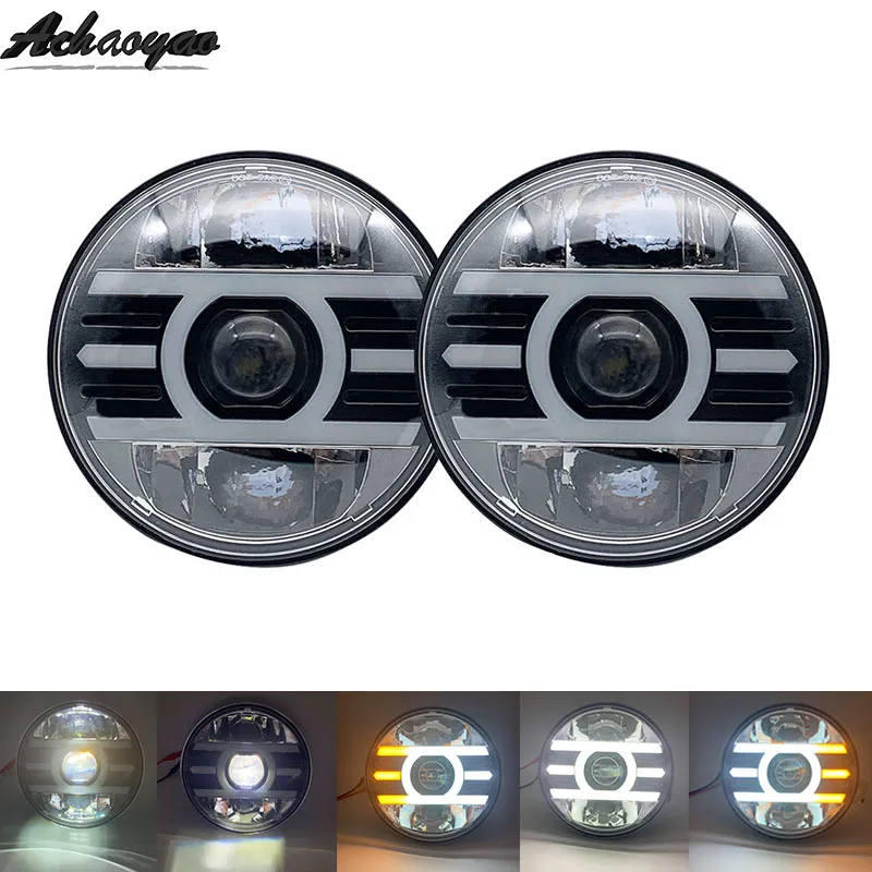 

car accessories 7 Inch Headlight H4 led Hi Low for Jeep Wrangler Unlimited JK DRL Angle Eyes Projector headlamp car accessories