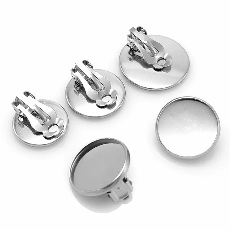 Зажимы для сережек из нержавеющей стали с кабошоном 100 шт.|Ювелирная фурнитура и