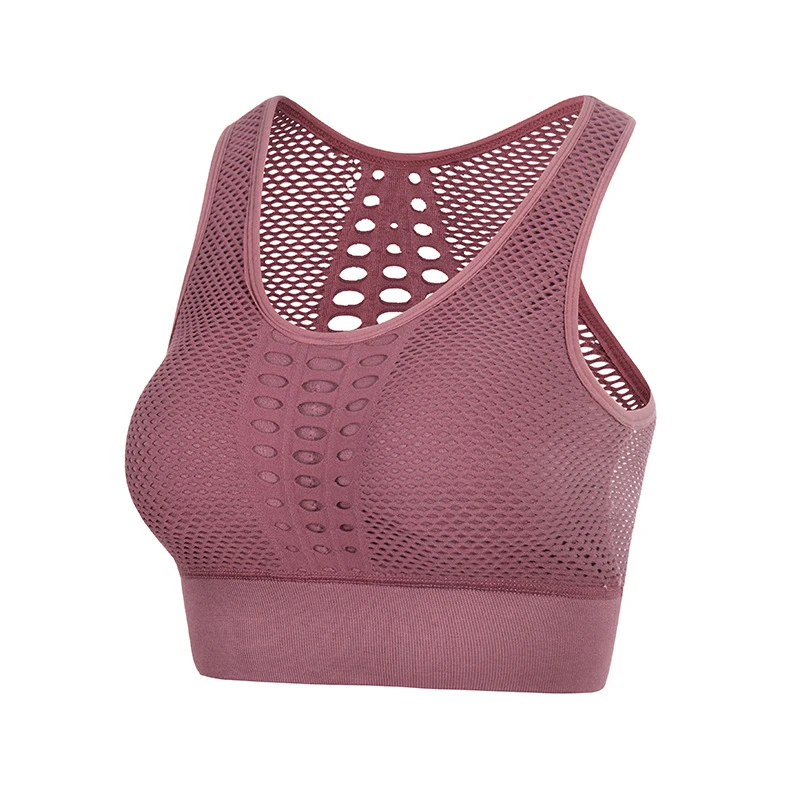 Pink Chrleisure бодибадинг бесшовный сплошной цвет женский бюстгальтер модный полый женский укороченный Топ Модный спортивный женский бюстгальтер для фитнеса - Цвет: Pink