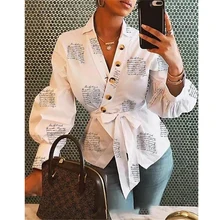 ^#Cheap Autumn Women Top Tee Female Turn Down Collar Long Sleeve Casual Printing Tops Pagoda Sleeve Button Decorate Slash Shirt Female ^#Cheap Autumn Women Top Tee Female Turn Down Collar Long Sleeve Casual Printing Tops Pagoda Sleeve Button Decorate Slash Shirt Female