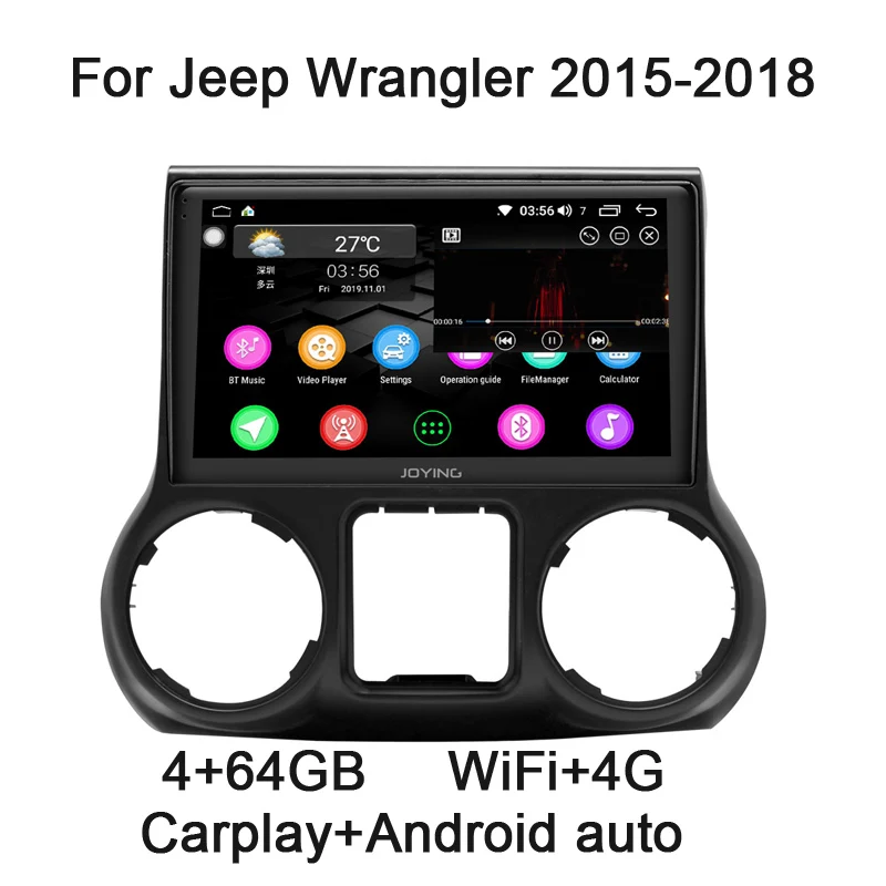 Радуясь стерео для Jeep Wrangler JK 2010 2012 автомобильный Радио Мультимедиа Видео плеер gps 10 ''Android 8,1 головное устройство - Цвет: JY-JO121N4GS-2