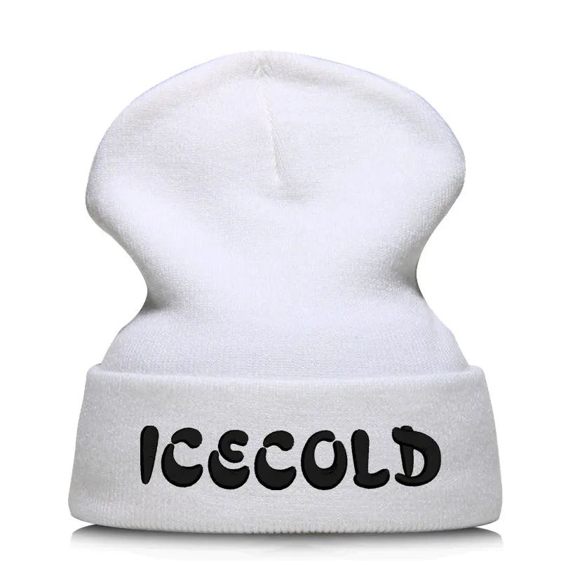 Ледяная Beanie шляпа Skullie шапка, вязаная шапка-носок зима-осень вышивка в стиле панк Для мужчин Для женщин подростков уличных танцев забавные хип-хоп Кепки