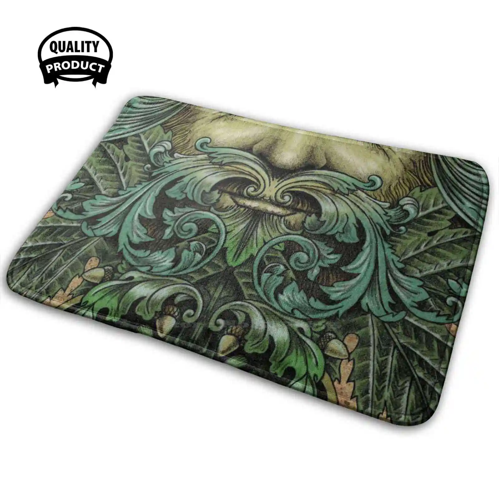 

The Green Man Comfortable Door Mat Rug Carpet Cushion Bad Artists Greenman Folk Pagan Nature Gayart Gayartist Oldgods Leaves