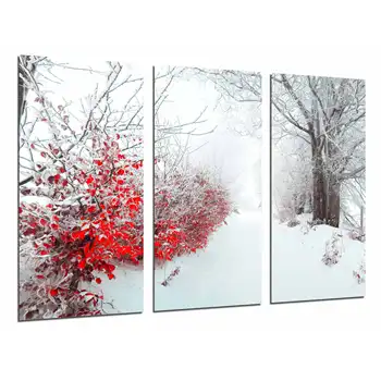 

Winter White Touch Network Way Snow Forest Tree, photo print on wood, modern picture decorative 27026
