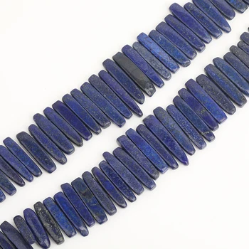

Approx 50pcs/strand of Lapis Lazuli Top Drilled Graduated Stick Beads,Natural Lapis Square Shape Point Pendant Beads