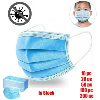 

10/20/50/100/200pc Disposable Face Mask Industrial 3ply Non-woven Melt Blown Ear Loop Mascherine Mascara Health Care Mondmasker