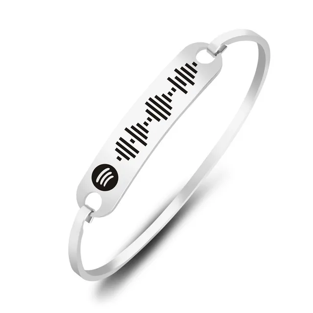 personalized music spotify scan code cuff bangle for women stainless steel bracelet custom laser engraving spotify code jewelry customized bangles aliexpress