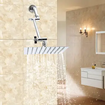 

Hotel Spa 8in Stainless Steel Square Rainfall Shower Spray Head Water Saving Sprayer With 11" Extension Arm