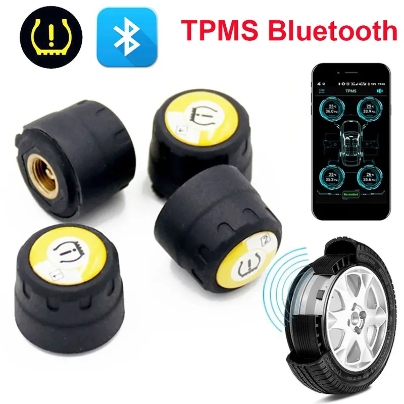 Беспроводной Tpms Bluetooth Автомобильный мобильный телефон приложение обнаружения TPMS стабильный Анти-взрыв с 4 датчиками датчик давления в шинах