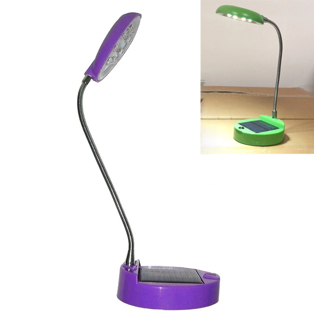 8LED Регулируемый Gooseneck Настольный энергосберегающий яркий прикроватный складной USB Перезаряжаемый мини-пластиковый Настольный светильник на солнечных батареях