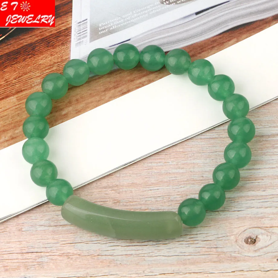 8mm Aventurine Натуральный Камень Strand браслет для женщин 8 мм Исцеление розовый кварц зеленый авантюрин Прямоугольник Бар Простой Бисероплетение Браслеты Рождество - Окраска металла: 8mm Aventurine