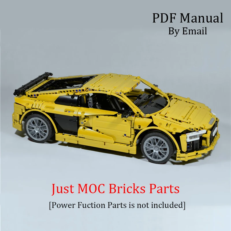 Technic RC Supercar AuDi R8 MOC набор деталей кирпича для MOC 4463 Строительные блоки Набор игрушек DIY развивающий Детский Подарок Brinquedo - Цвет: MOC Parts Yellow