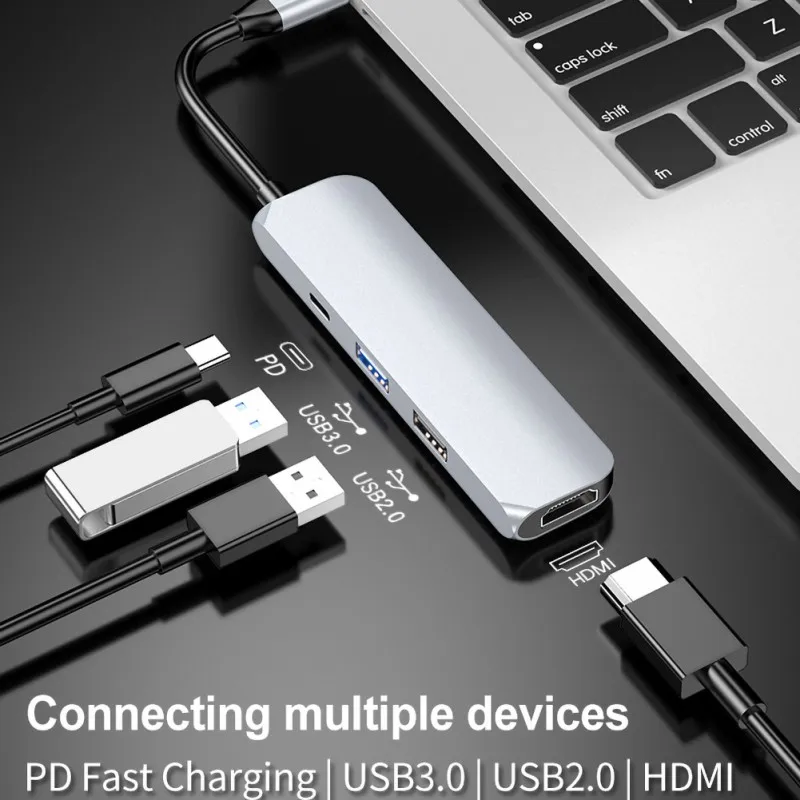 4 в 1 type C концентратор USB 3,0 5 Гбит/с 4K HD Прозрачный HDMI PD адаптер для быстрой зарядки