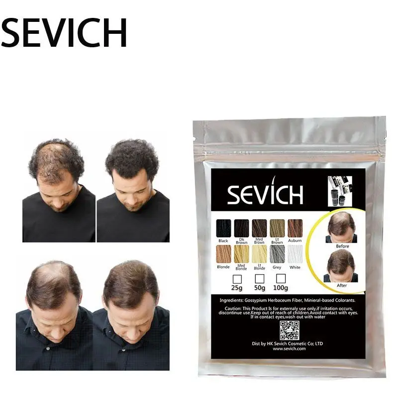 Sevich 10 цветов 100 г волокон для наращивания волос Кератиновое волокно для волос заправка мгновенный консилер порошок волокна волос Regowth уход продукт
