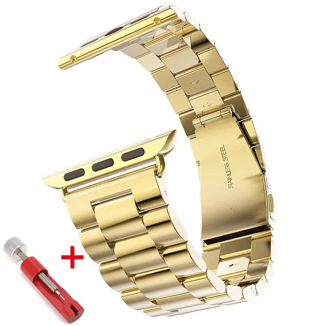 Ремешок из нержавеющей стали для apple watch 44 мм 40 мм 38 мм 42 мм iwatch series 4 3 2 1 металлический браслет для часов apple watch 5 - Цвет ремешка: gold