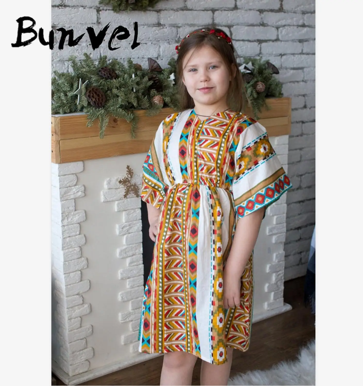 Bunvel/африканские платья для мамы и дочки; одежда для маленьких девочек; платья для мамы и дочки с геометрическим принтом в африканском стиле; 5